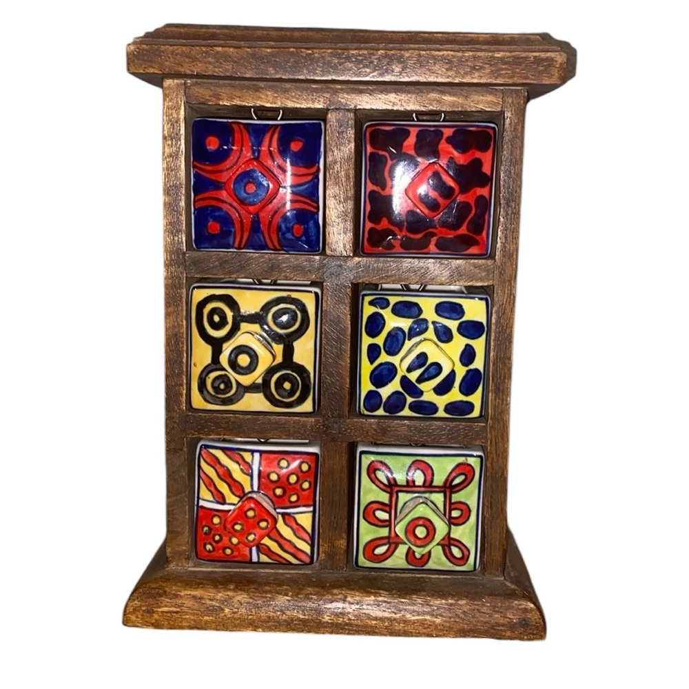 Pier 1 Imports Wood & Ceramic Spice/Trinket Drawers